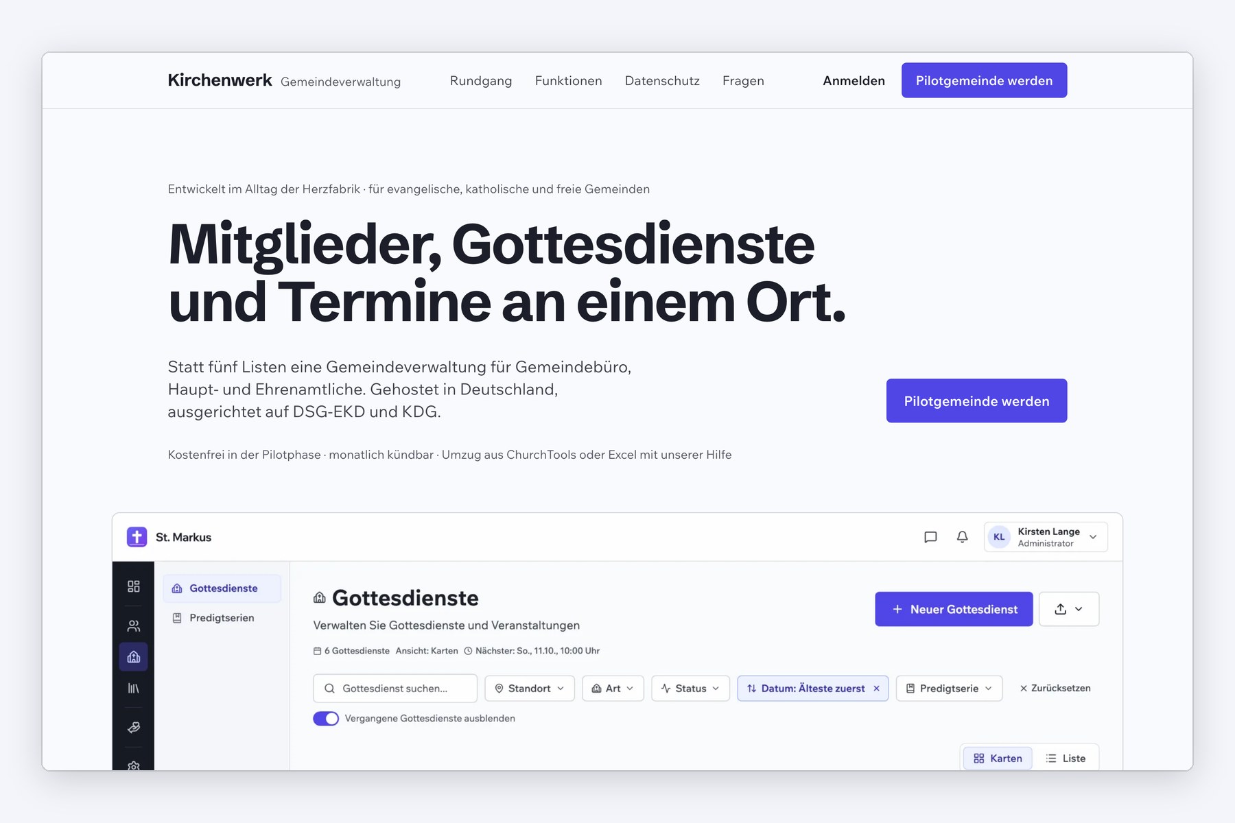 Kirchenwerk Landingpage