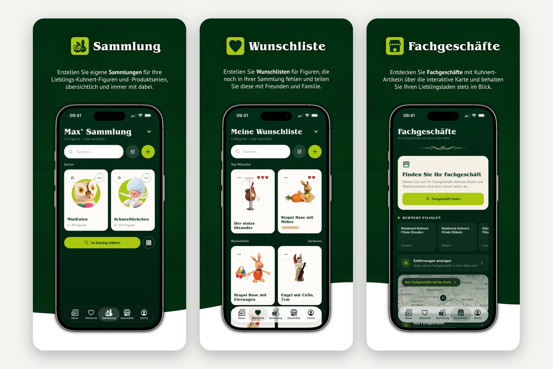 Kuhnert Sammel-App: Sammlung, Wunschliste und Fachgeschäfte