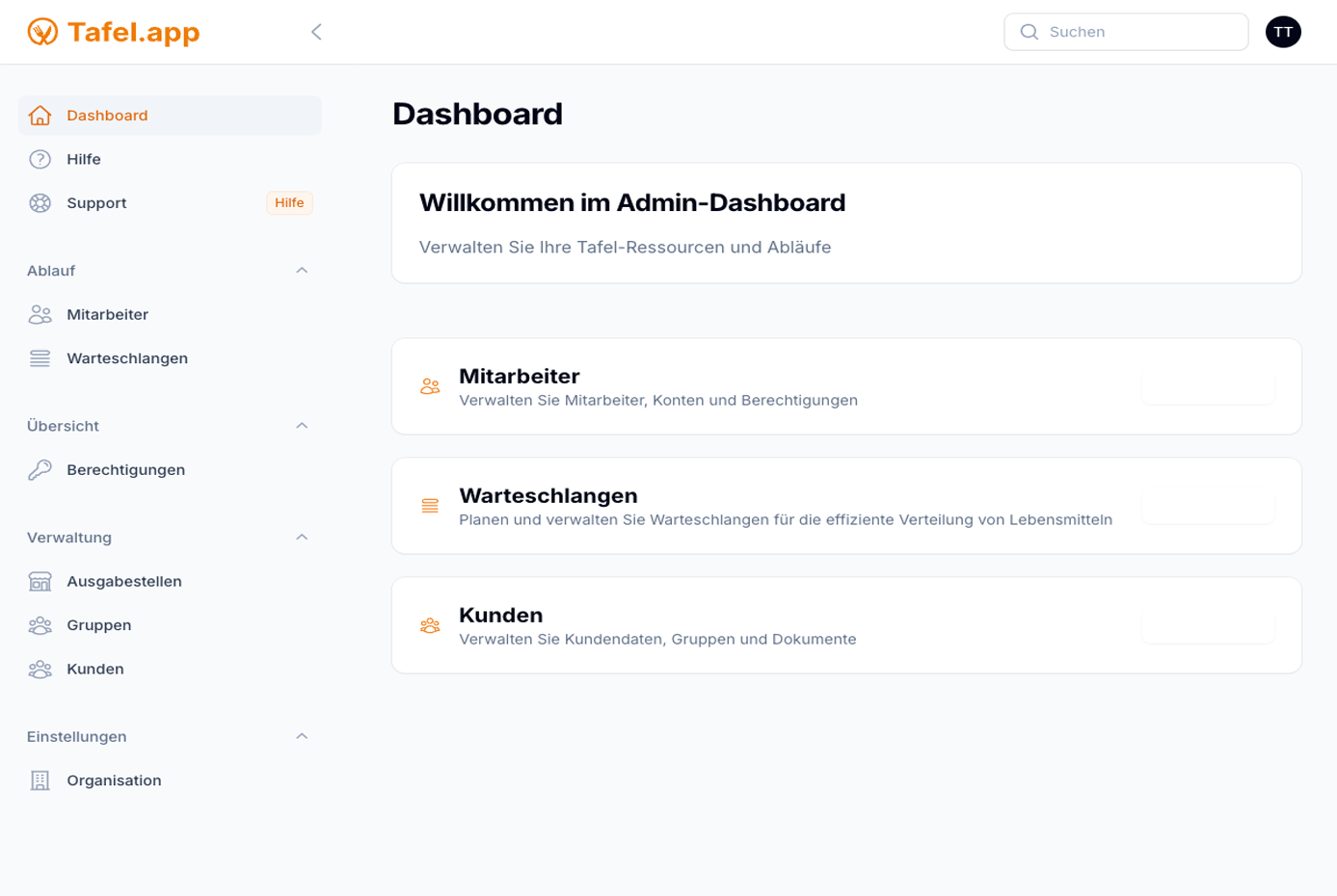 Tafel.app Management Dashboard