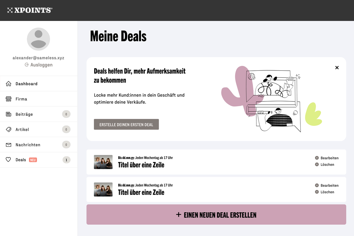 Händler Dashboard - Deals